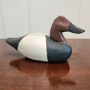 Vintage A.A. Waterfield Handcrafted Wooden Duck Figurine - Black, White, Brown